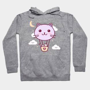 Cat Balloon Kawaii Illustration Hoodie